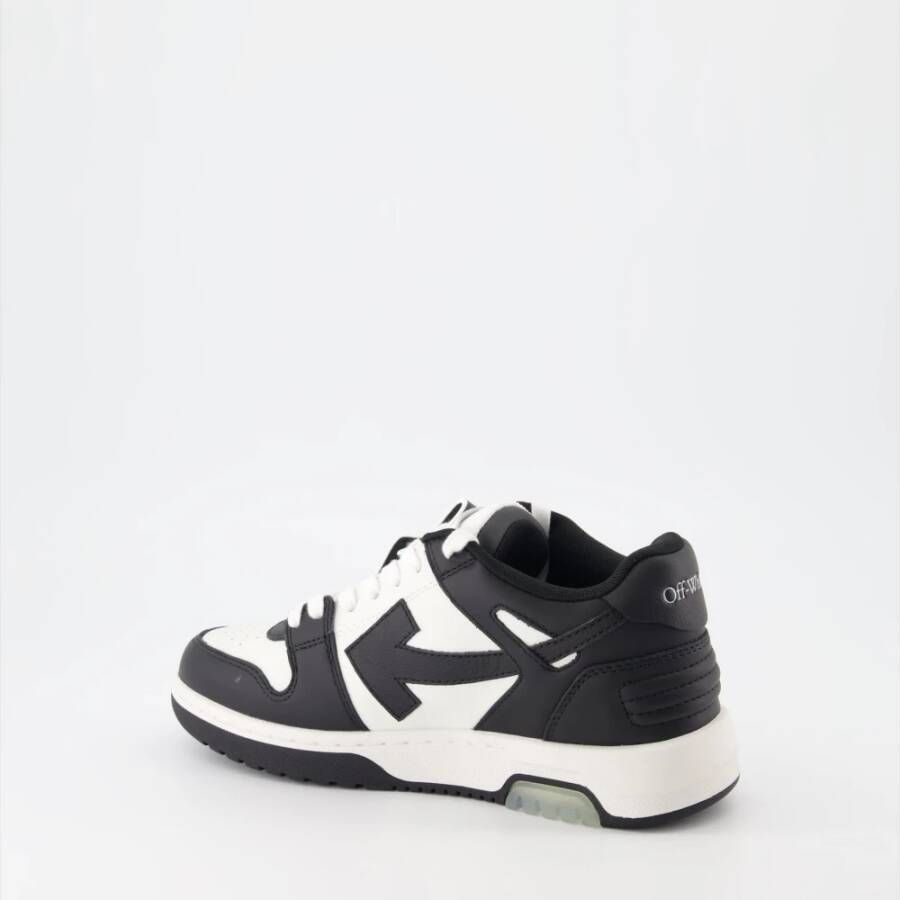 Off White Leren Veterschoenen Bicolor Sneakers Black Dames