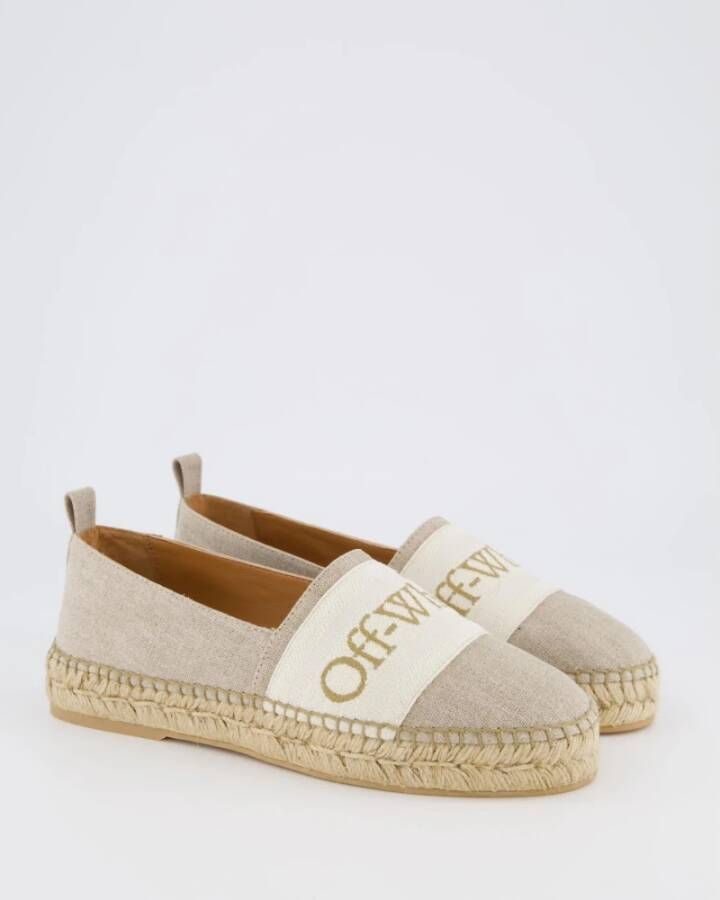 Off White Linnen Espadrilles voor Dames Beige Dames