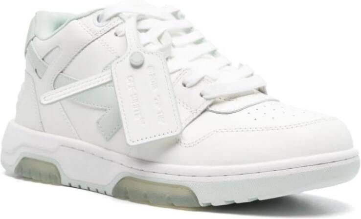 Off White Mintgroene Leren Sneakers White Heren