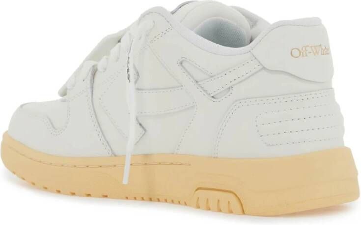 Off White Pijl Leren Sneakers met Gouden Logo White Dames