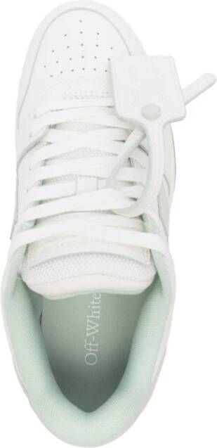 Off White Platte Vetersneakers Mintgroen White Dames