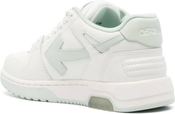 Off White Platte Vetersneakers Mintgroen White Dames