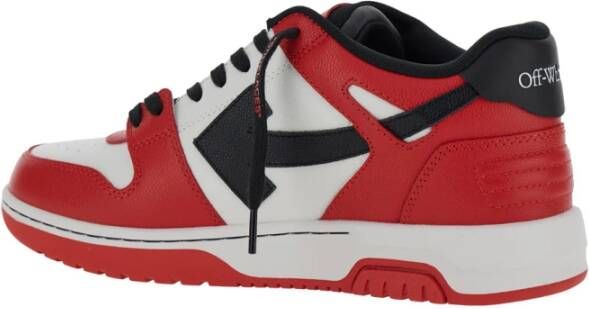 Off White Rode Leren Sneakers Out of Office Red Heren