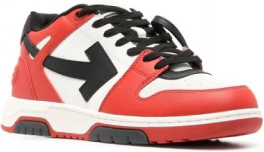 Off White Rood Zwart Kalfsleer Sneakers Red Dames