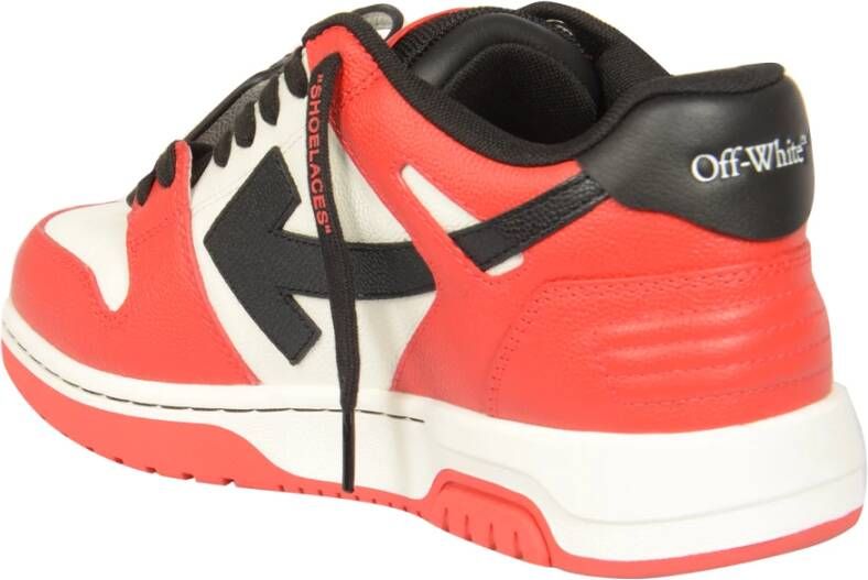 Off White Rood Zwart Leren Sneakers Orange Heren