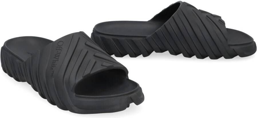 Off White Rubberen slides voor verkenning Black Heren