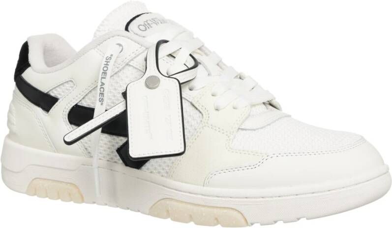 Off White Smalle Veterschoenen Effen Patroon White Heren