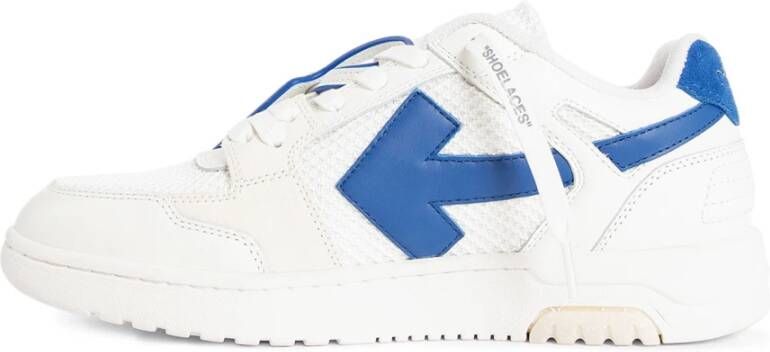 Off White Wit Blauw Mesh Leren Sneakers White Heren