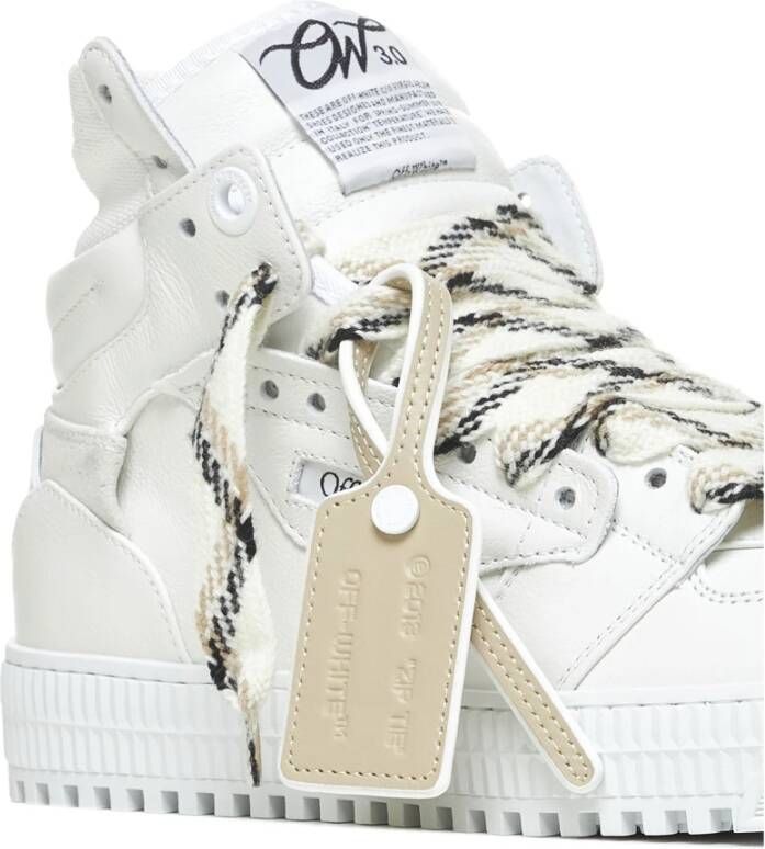 Off White Witte Leren High-Top Sneakers White Heren