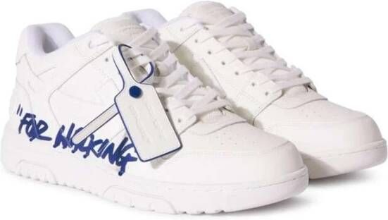 Off White Witte leren sneakers met handtekening motieven White Heren