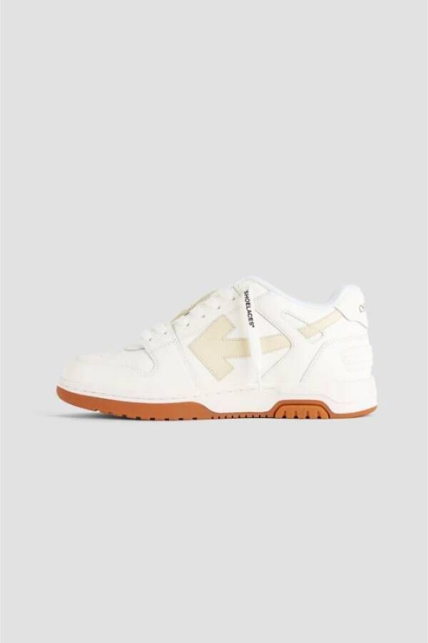 Off White Witte leren sneakers met oranje zool White Heren