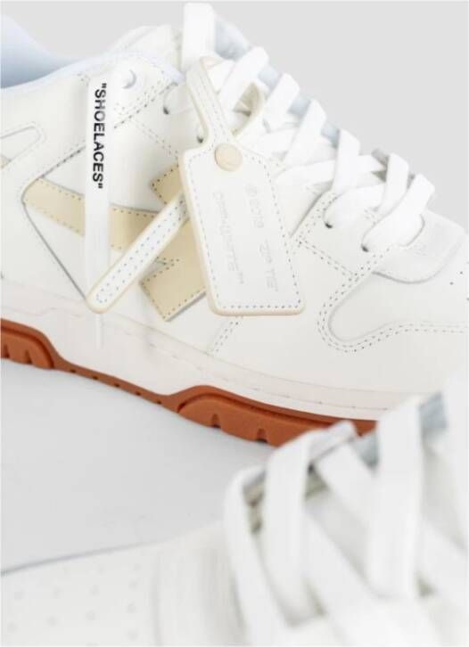 Off White Witte leren sneakers met oranje zool White Heren