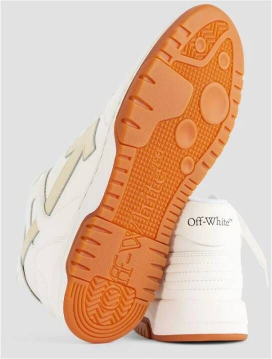 Off White Witte leren sneakers met oranje zool White Heren