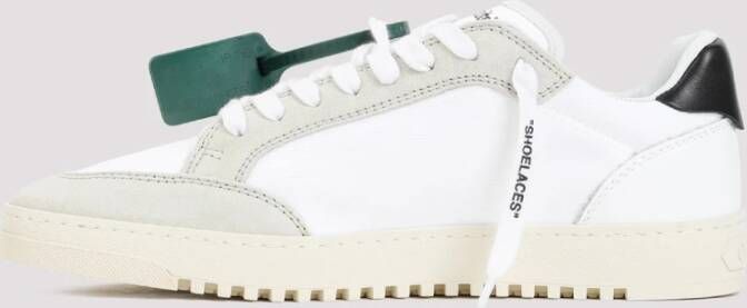 Off White Witte Leren Sneakers Ronde Neus Vetersluiting Multicolor Heren