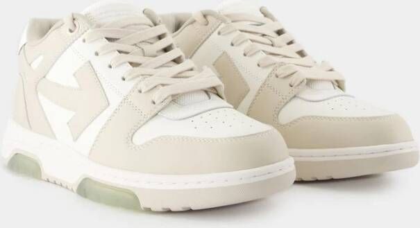 Off White Witte Leren Sneakers Top Lace Sluiting White Dames