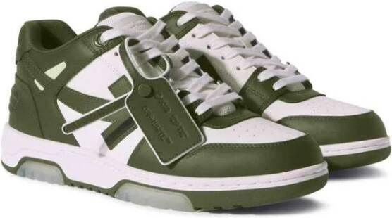 Off White Witte Sneaker met Pijlenmotief Green Heren