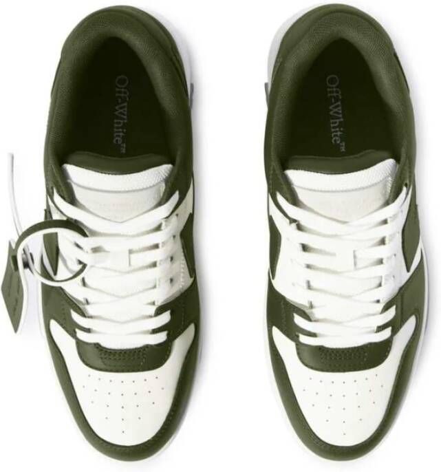 Off White Witte Sneaker met Pijlenmotief Green Heren