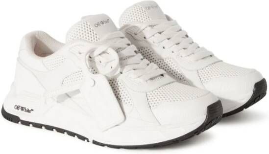 Off White Witte Veterschoenen met Mesh Panelen Wit Dames