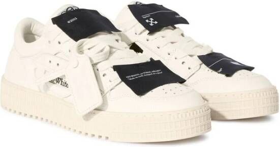 Off White Witte Vetersneaker met Geribbelde Zool White Heren