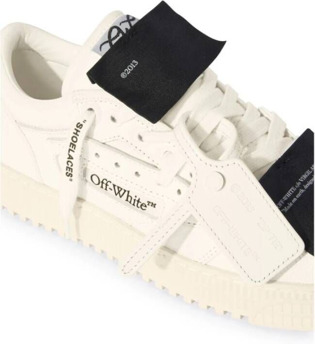 Off White Witte Vetersneaker met Geribbelde Zool White Heren