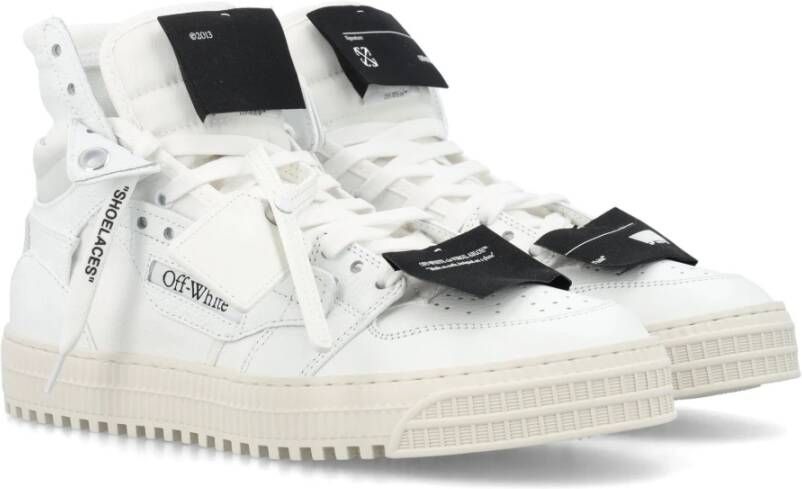 Off White Witte Zwarte Leren High-Top Sneakers White Dames