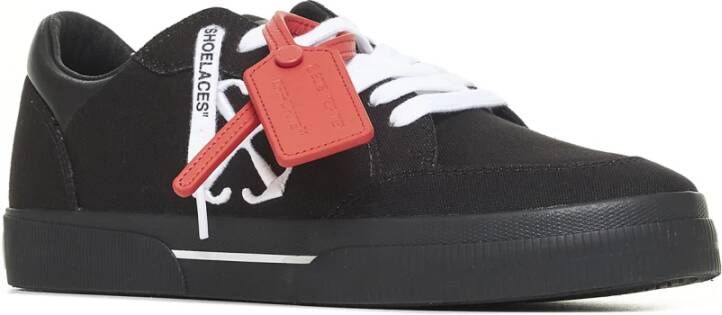 Off White Zwarte canvas sneakers met rode tab Black Heren