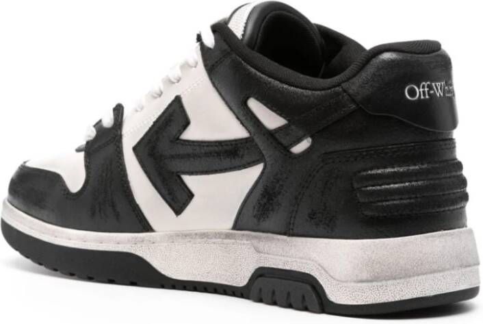 Off White Zwarte Distressed Leren Sneakers Black Heren