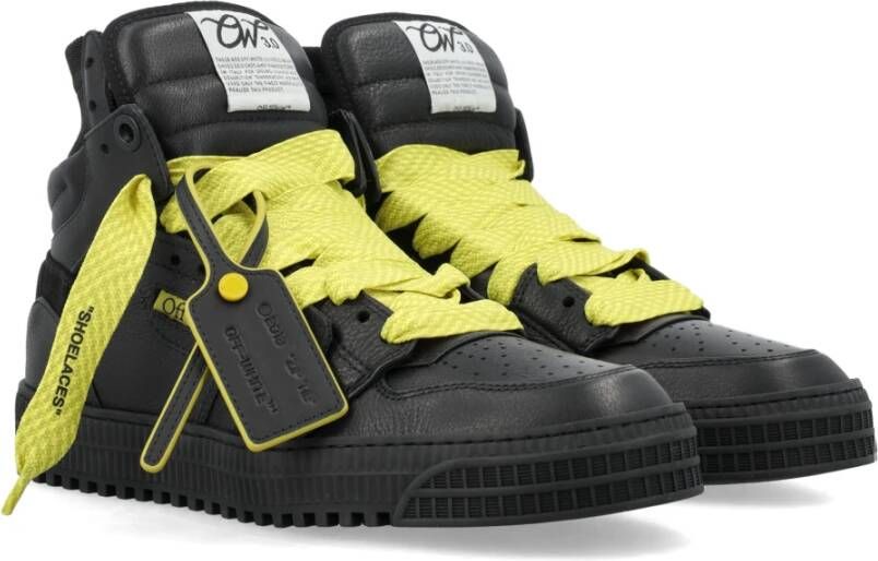 Off White Zwarte Gele High Top Sneakers Black Heren