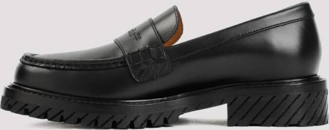 Off White Zwarte Leren Loafer Schoenen Black Dames