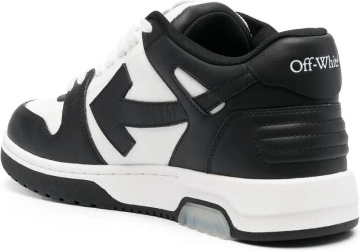 Off White Zwarte leren sneakers met pijlenmotief Black Heren