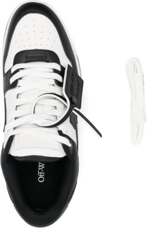 Off White Zwarte leren sneakers met pijlenmotief Black Heren