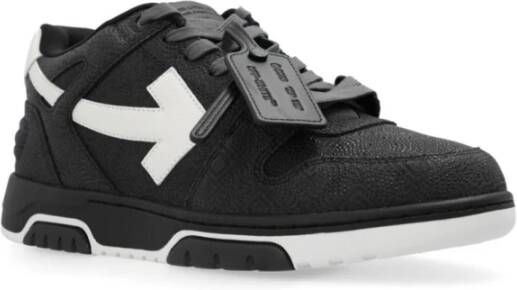 Off White Zwarte Leren Sneakers met Pijlmotief Black Heren