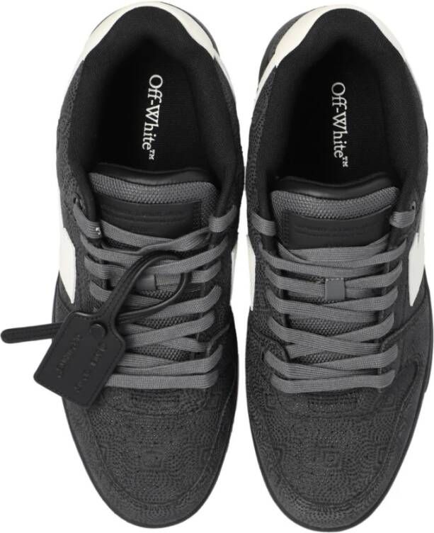 Off White Zwarte Leren Sneakers met Pijlmotief Black Heren