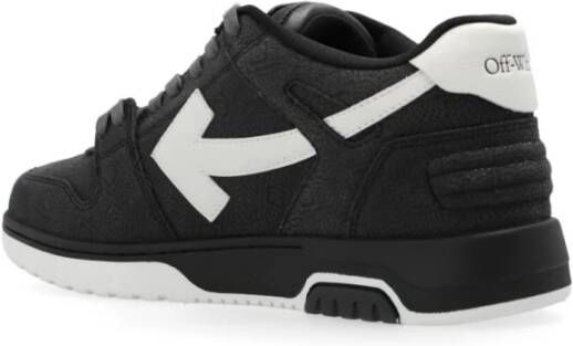 Off White Zwarte Leren Sneakers met Pijlmotief Black Heren