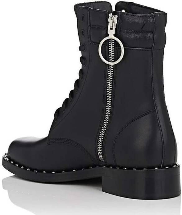 Off White Zwarte Leren Veterschoenen Black Dames