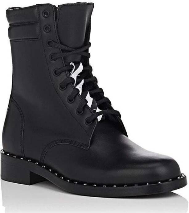 Off White Zwarte Leren Veterschoenen Black Dames