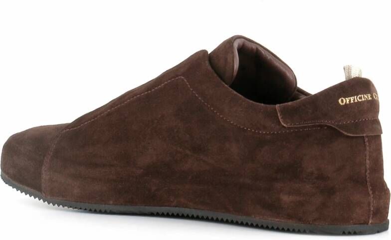 Officine Creative Donkerbruine Suède Kruiselastische Sneakers Brown Heren