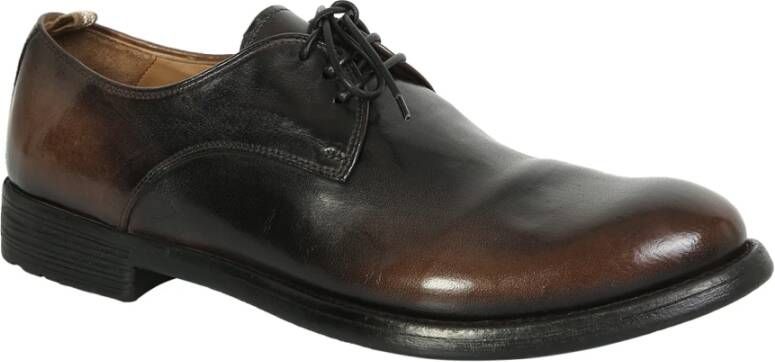 Officine Creative Koffie Zwarte Leren Veterschoenen Brown Heren