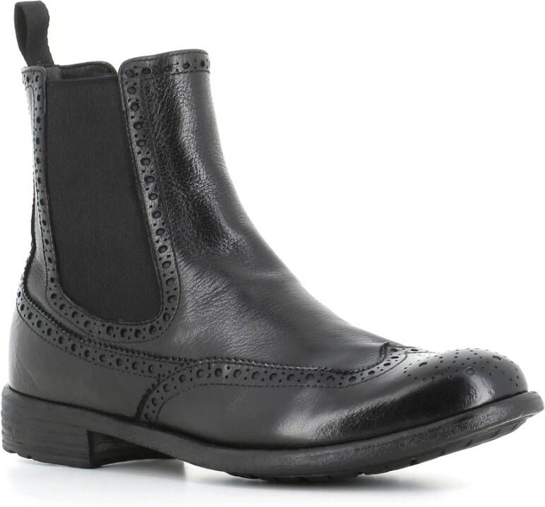 Officine Creative Zwarte Leren Brogue Chelsea Schoenen Black Dames