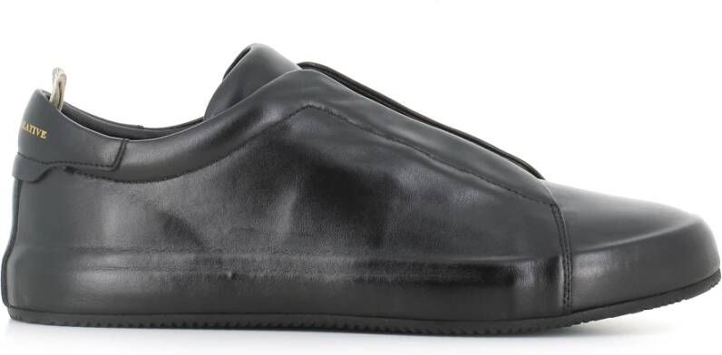 Officine Creative Zwarte leren sneaker met elastische kruisingen Black Heren