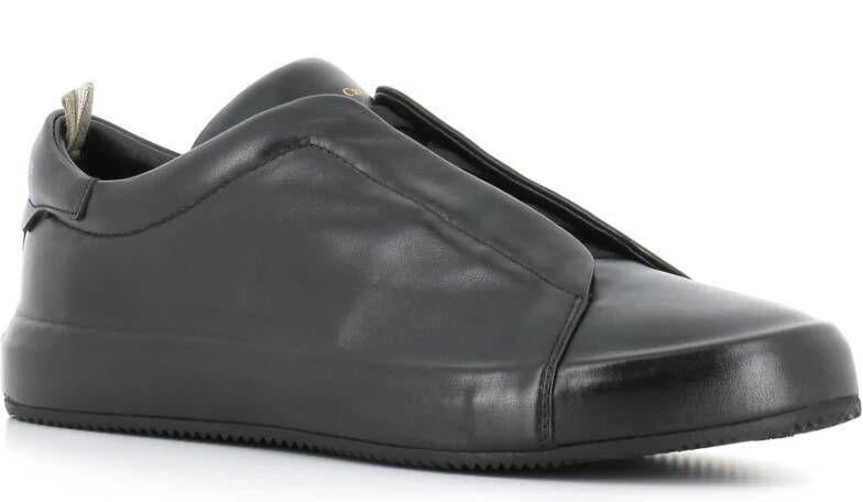 Officine Creative Zwarte leren sneaker met elastische kruisingen Black Heren