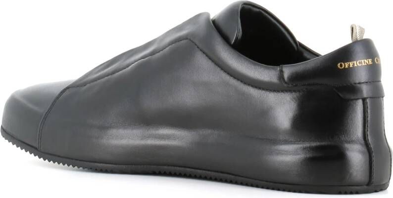 Officine Creative Zwarte leren sneaker met elastische kruisingen Black Heren