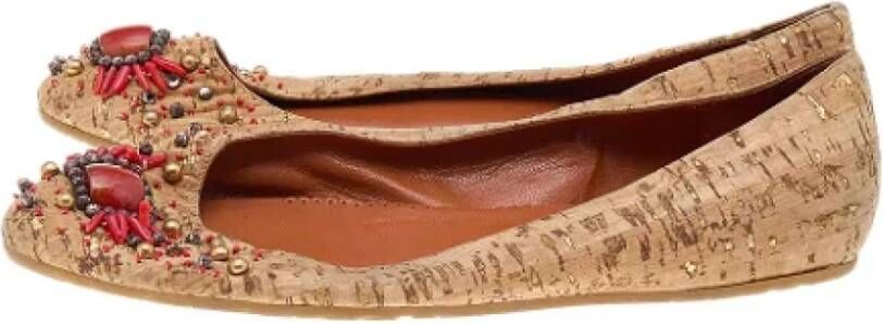 Oscar De La Renta Pre-owned Leather flats Beige Dames