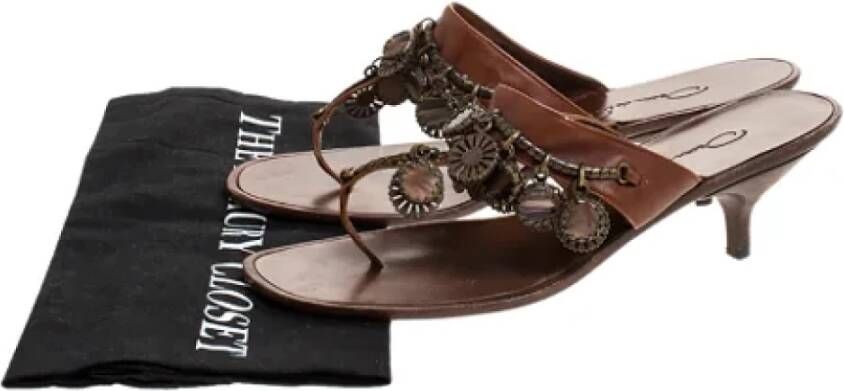 Oscar De La Renta Pre-owned Leather sandals Brown Dames