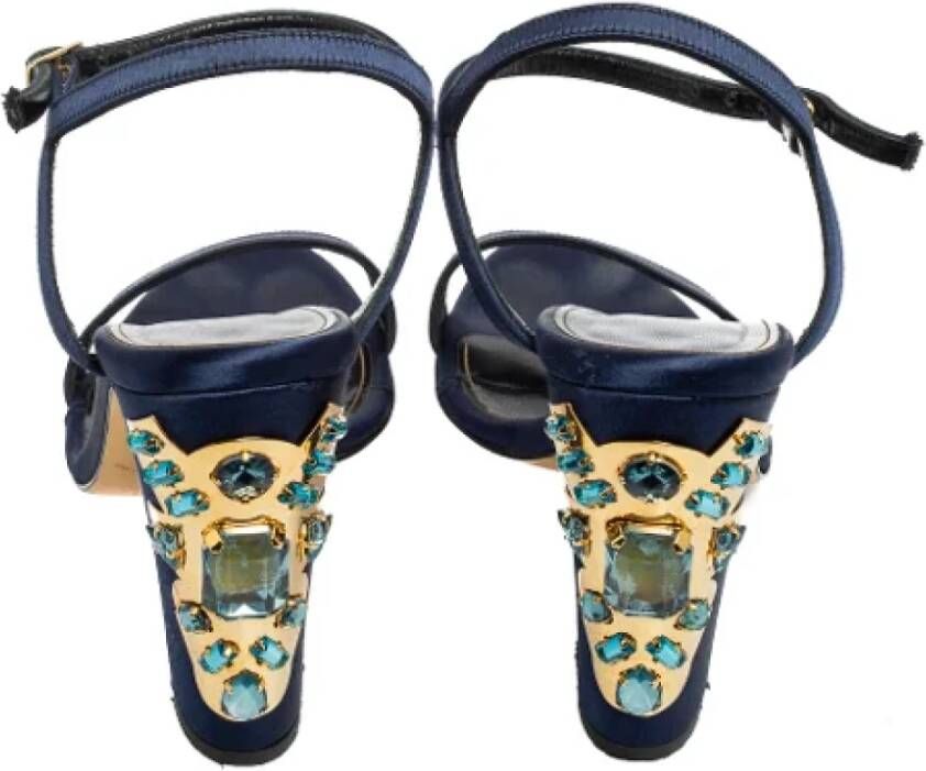 Oscar De La Renta Pre-owned Satin sandals Blue Dames