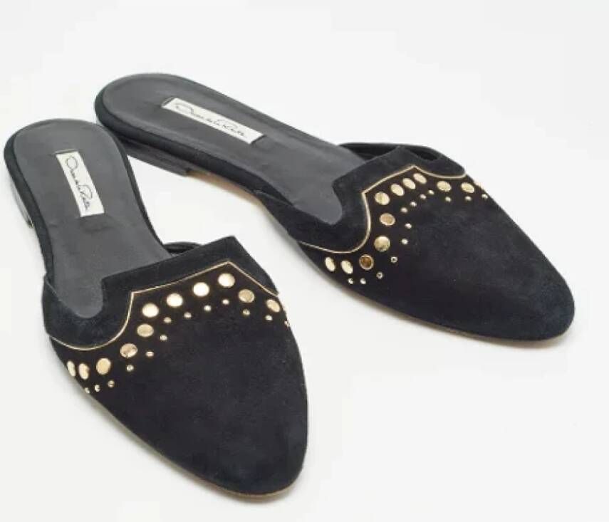 Oscar De La Renta Pre-owned Suede flats Black Dames