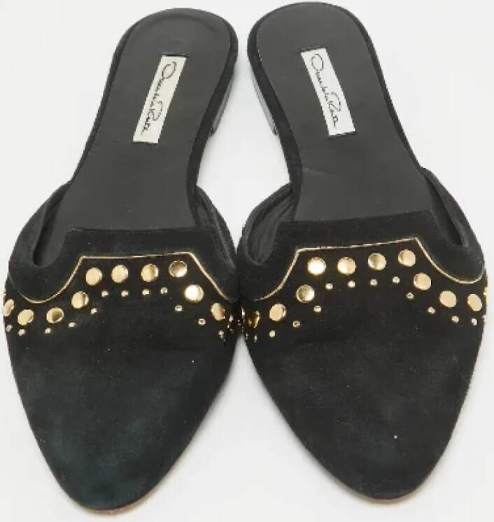 Oscar De La Renta Pre-owned Suede mules Black Dames