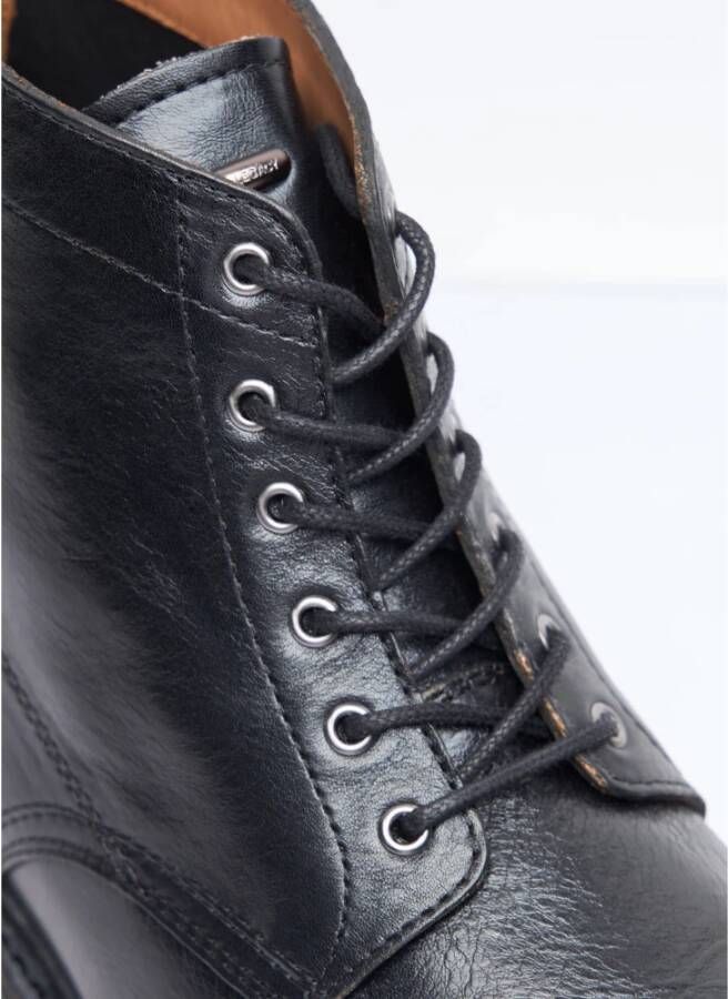 Our Legacy Gekreukeld Leren Veterschoenen Black Heren