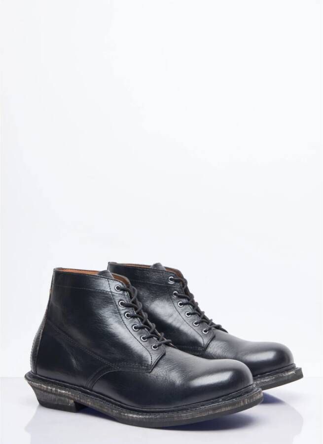 Our Legacy Gekreukeld Leren Veterschoenen Black Heren