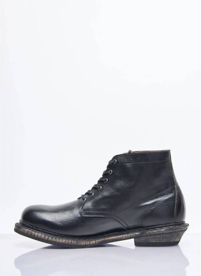 Our Legacy Gekreukeld Leren Veterschoenen Black Heren